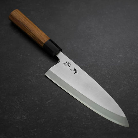 Deba White Steel #2 Kasumi Buffalo Teak Handle 195mm-[Musashi]-[Japanese-Kitchen-Knives]