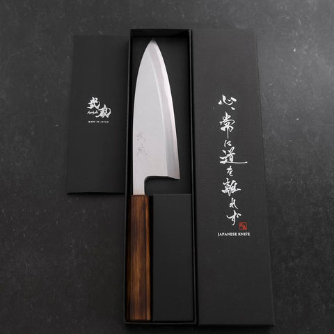 Deba White Steel #2 Kasumi Sumi Urushi Handle 180mm-[Musashi]-[Japanese-Kitchen-Knives]