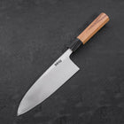 Deba White Steel #2 Kurouchi Tsuchime Buffalo Teak Handle 180mm-[Musashi]-[Japanese-Kitchen-Knives]