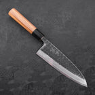 Deba White Steel #2 Kurouchi Tsuchime Buffalo Teak Handle 180mm-[Musashi]-[Japanese-Kitchen-Knives]