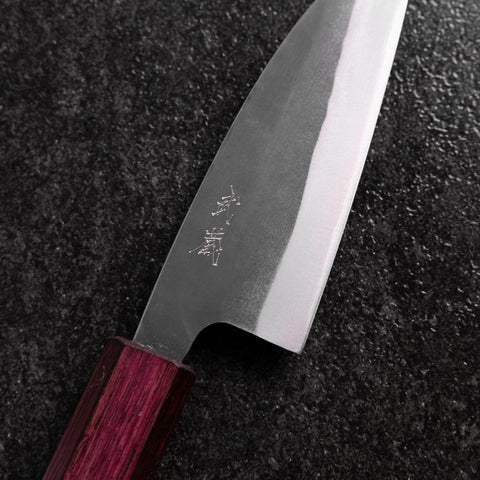 Funayuki Blue Steel #1 Kurouchi Purple Urushi Handle 105mm-[Musashi]-[Japanese-Kitchen-Knives]