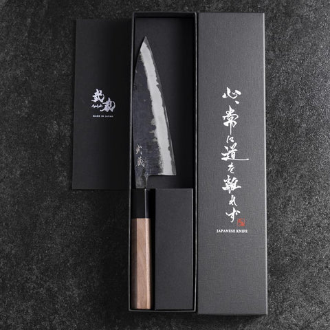 Funayuki Blue Steel #2 Kurouchi Buffalo Walnut Handle 165mm-[Musashi]-[Japanese-Kitchen-Knives]