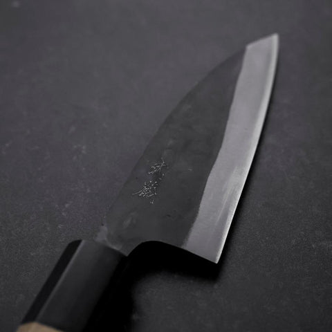Funayuki Blue Steel #1 Kurouchi Buffalo Magnolia Handle 105mm-[Musashi]-[Japanese-Kitchen-Knives]