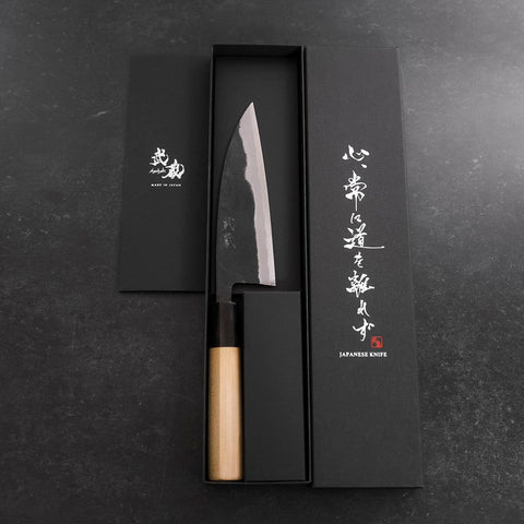 Funayuki Blue Steel #2 Kurouchi Buffalo Magnolia Handle 150mm-[Musashi]-[Japanese-Kitchen-Knives]