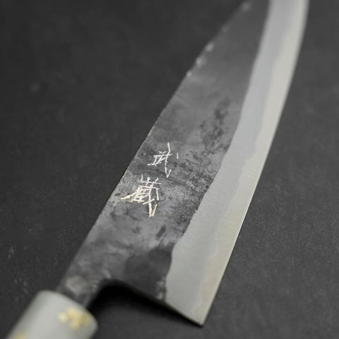 Funayuki Blue Steel #2 Kurouchi Ocean Black White Gold Handle 165mm-[Musashi]-[Japanese-Kitchen-Knives]