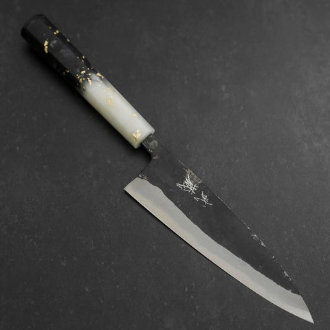 Funayuki Blue Steel #2 Kurouchi Ocean Black White Gold Handle 165mm-[Musashi]-[Japanese-Kitchen-Knives]