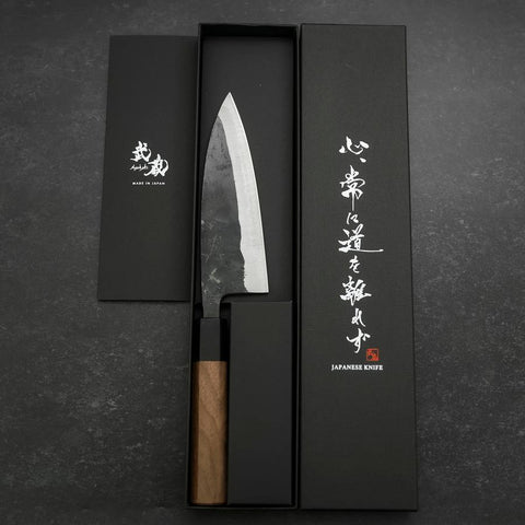 Funayuki Blue Steel #2 Kurouchi Walnut Handle 150mm-[Musashi]-[Japanese-Kitchen-Knives]