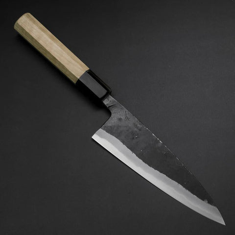 Funayuki Sabaki Blue Steel #1 Kurouchi Buffalo Magnolia Handle 160mm (6.3”)-[Musashi]-[Japanese-Kitchen-Knives]