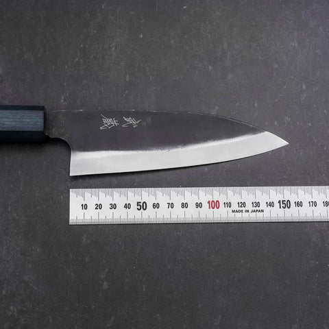Funayuki Sabaki Blue Steel #1 Kurouchi Dark Blue Urushi Handle 165mm-[Musashi]-[Japanese-Kitchen-Knives]