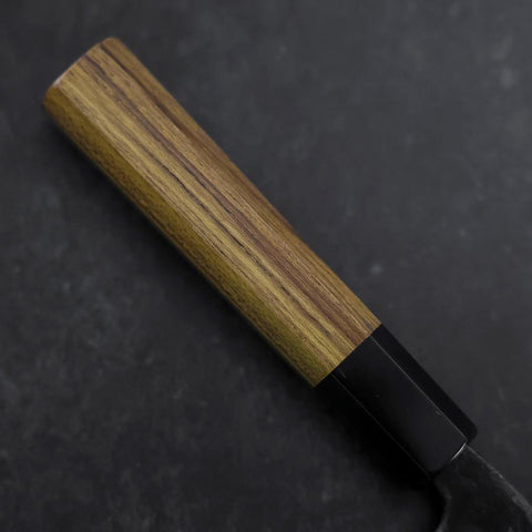 Funayuki Sabaki Blue Steel #2 Kurouchi Buffalo Teak Handle 165mm-[Musashi]-[Japanese-Kitchen-Knives]