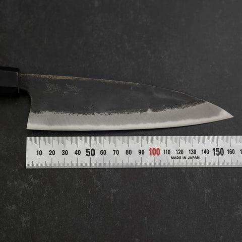 Funayuki Sabaki Blue Steel #2 Kurouchi Buffalo Teak Handle 165mm-[Musashi]-[Japanese-Kitchen-Knives]
