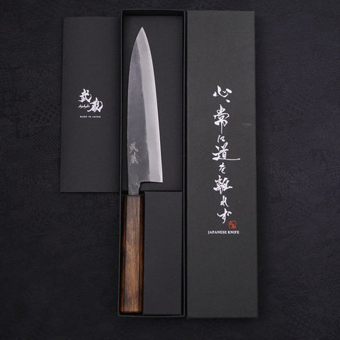 Funayuki Sabaki Blue Steel #2 Kurouchi Sumi Urushi Handle 180mm-[Musashi]-[Japanese-Kitchen-Knives]