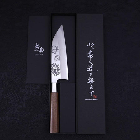 Funayuki Silver Steel #3 Kiku Walnut Handle 165mm-[Musashi]-[Japanese-Kitchen-Knives]
