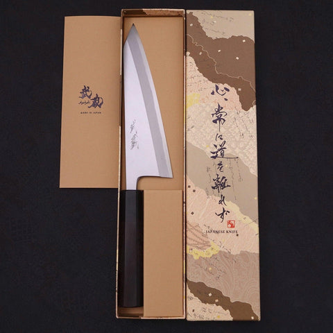 Garasuki Boning Knife White Steel #2 Kasumi Buffalo Ebony Handle 180mm-[Musashi]-[Japanese-Kitchen-Knives]