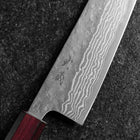 Gyuto 440C Nashiji Damascus Purple Urushi Handle 210mm (8.3”)-[Musashi]-[Japanese-Kitchen-Knives]