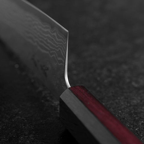 Gyuto 440C Nashiji Damascus Purple Urushi Handle 210mm (8.3”)-[Musashi]-[Japanese-Kitchen-Knives]