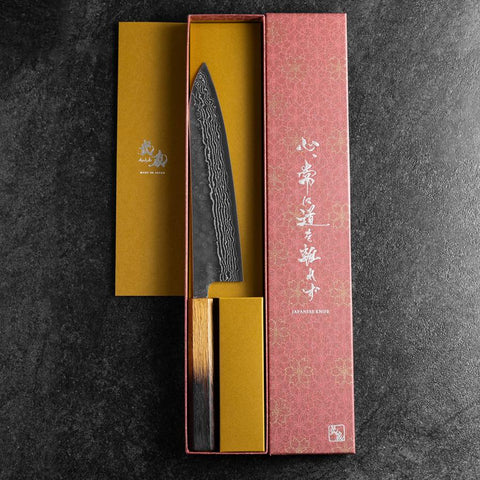 Gyuto 440C Nashiji Damascus Yaki Urushi Handle 210mm (8.3”)-[Musashi]-[Japanese-Kitchen-Knives]