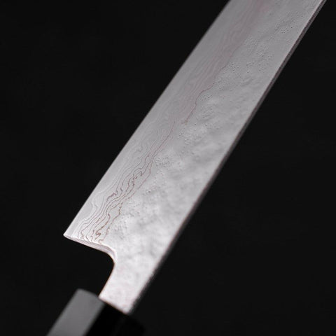 Gyuto AUS-10 Mirror Tsuchime Damascus Buffalo Teak Handle 210mm-[Musashi]-[Japanese-Kitchen-Knives]