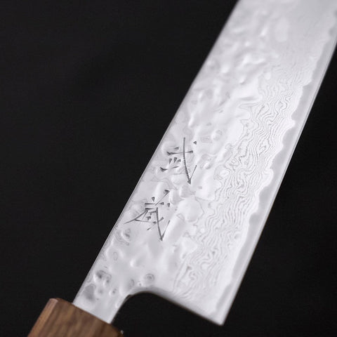 Gyuto AUS-10 Mirror Tsuchime Damascus Yaki Urushi Handle 180mm-[Musashi]-[Japanese-Kitchen-Knives]