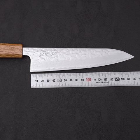 Gyuto AUS-10 Mirror Tsuchime Damascus Yaki Urushi Handle 180mm-[Musashi]-[Japanese-Kitchen-Knives]