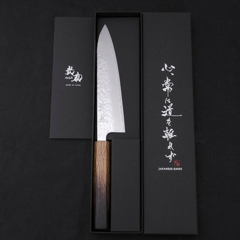 Gyuto AUS-10 Mirror Tsuchime Damascus Yaki Urushi Handle 180mm-[Musashi]-[Japanese-Kitchen-Knives]