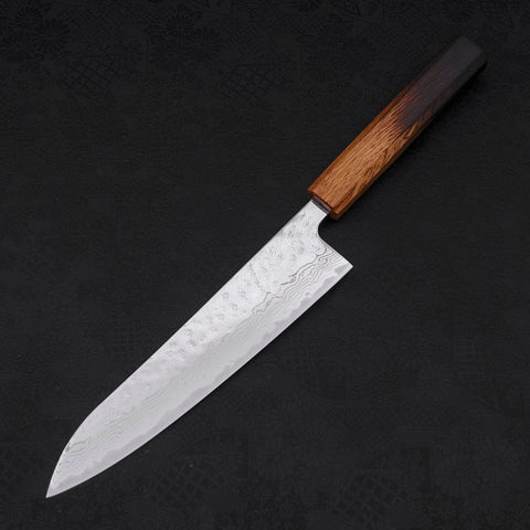 Gyuto AUS-10 Nashiji Damascus Yaki Urushi Handle 210mm-[Musashi]-[Japanese-Kitchen-Knives]