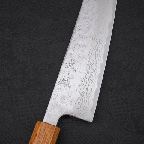 Gyuto AUS-10 Nashiji Damascus Yaki Urushi Handle 210mm-[Musashi]-[Japanese-Kitchen-Knives]