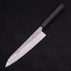 Gyuto AUS-10 Tsuchime Damascus Dark-Blue Urushi Handle 210mm-[Musashi]-[Japanese-Kitchen-Knives]