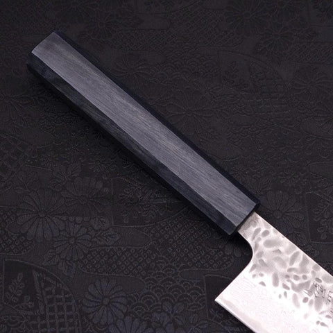 Gyuto AUS-10 Tsuchime Damascus Dark-Blue Urushi Handle 210mm-[Musashi]-[Japanese-Kitchen-Knives]