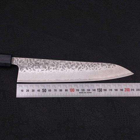 Gyuto AUS-10 Tsuchime Damascus Dark-Blue Urushi Handle 210mm-[Musashi]-[Japanese-Kitchen-Knives]