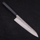 Gyuto AUS-10 Tsuchime Damascus Dark-Blue Urushi Handle 210mm-[Musashi]-[Japanese-Kitchen-Knives]