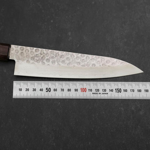 Gyuto AUS-10 Tsuchime Damascus Shitan Walnut Handle 180mm (7”)-[Musashi]-[Japanese-Kitchen-Knives]