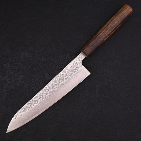 Gyuto AUS-10 Tsuchime Damascus Sumi Urushi Handle 210mm-[Musashi]-[Japanese-Kitchen-Knives]