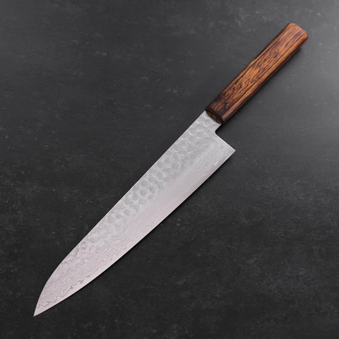 Gyuto AUS-10 Tsuchime Damascus Sumi Urushi Handle 240mm-[Musashi]-[Japanese-Kitchen-Knives]