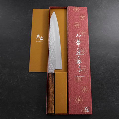 Gyuto AUS-10 Tsuchime Damascus Sumi Urushi Handle 240mm-[Musashi]-[Japanese-Kitchen-Knives]