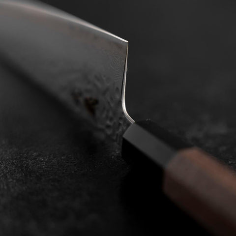 Gyuto AUS-10 Tsuchime Damascus Walnut Handle 210mm-[Musashi]-[Japanese-Kitchen-Knives]