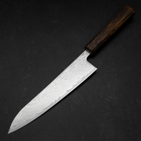 Gyuto AUS-10 Wave Nickel Damascus Sumi Urushi Handle 210mm-[Musashi]-[Japanese-Kitchen-Knives]