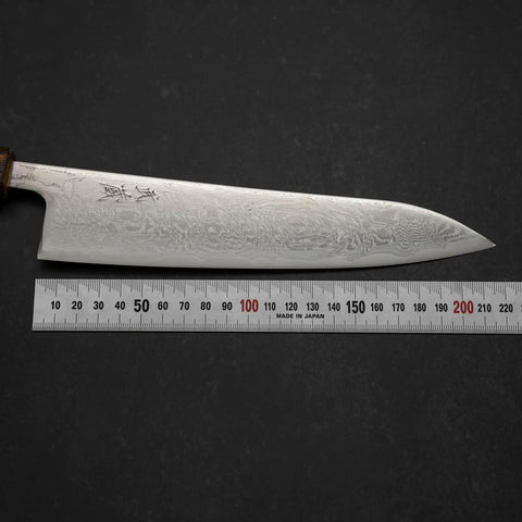 Gyuto AUS-10 Wave Nickel Damascus Sumi Urushi Handle 210mm-[Musashi]-[Japanese-Kitchen-Knives]