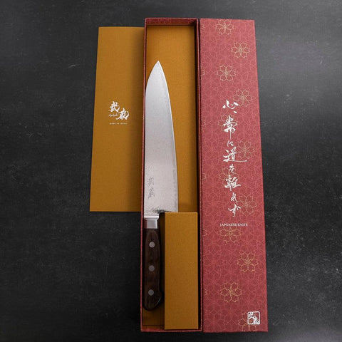 Gyuto AUS-10 Wave Nickel Damascus Western Handle 210mm-[Musashi]-[Japanese-Kitchen-Knives]