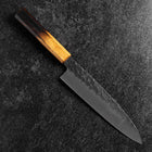 Gyuto AUS-8 Kurouchi Tsuchime Yaki Urushi Handle 200mm-[Musashi]-[Japanese-Kitchen-Knives]