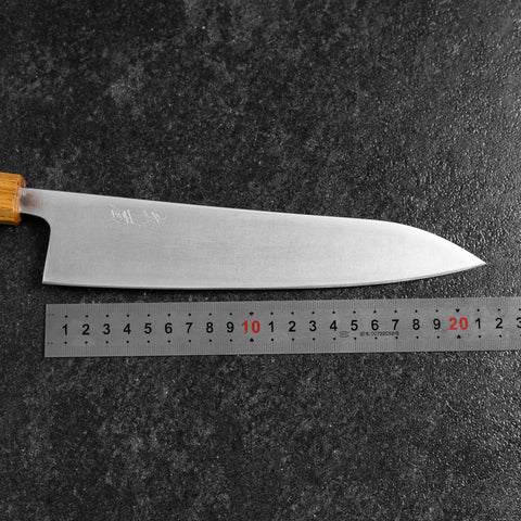 Gyuto AUS-8 Polished Oak Handle 210mm (8.3”)-[Musashi]-[Japanese-Kitchen-Knives]