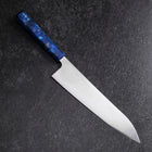 Gyuto AUS-8 Polished Ocean Blue Handle 210mm (8.3”)-[Musashi]-[Japanese-Kitchen-Knives]