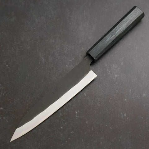 Gyuto Blue Steel #1 Kurouchi Dark Blue Urushi Handle 170mm-[Musashi]-[Japanese-Kitchen-Knives]
