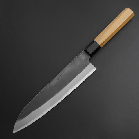 Gyuto Blue Steel #1 Kurouchi Stainless Clad Walnut Handle 210mm (8.3”)-[Musashi]-[Japanese-Kitchen-Knives]