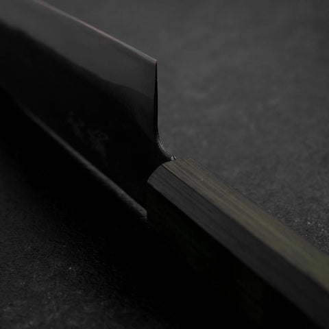 Gyuto Blue Steel #1 Kurouchi Stainless Green Urushi Handle 210mm-[Musashi]-[Japanese-Kitchen-Knives]