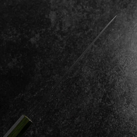 Gyuto Blue Steel #1 Kurouchi Stainless Green Urushi Handle 210mm-[Musashi]-[Japanese-Kitchen-Knives]