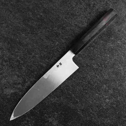 Gyuto Blue Steel #1 Suminagashi Buffalo Ebony Handle 200mm-[Musashi]-[Japanese-Kitchen-Knives]