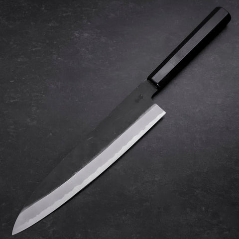 Gyuto Blue Steel #2 Chokin Kurouchi Dragon Buffalo Ebony Handle 240mm (9.4”)-[Musashi]-[Japanese-Kitchen-Knives]