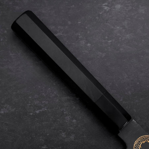 Gyuto Blue Steel #2 Chokin Kurouchi Dragon Buffalo Ebony Handle 240mm (9.4”)-[Musashi]-[Japanese-Kitchen-Knives]