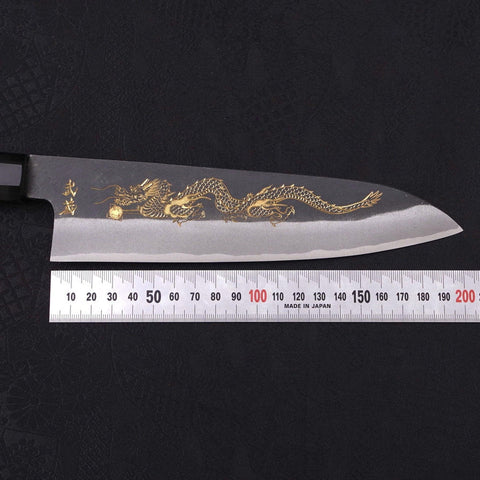 Gyuto Blue Steel #2 Kurouchi Chokin Dragon Buffalo Ebony Handle 210mm (8.3”)-[Musashi]-[Japanese-Kitchen-Knives]